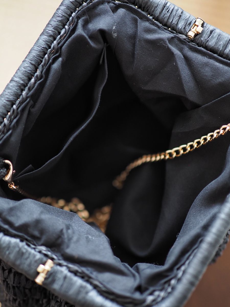 Raffia pouch-veske svart