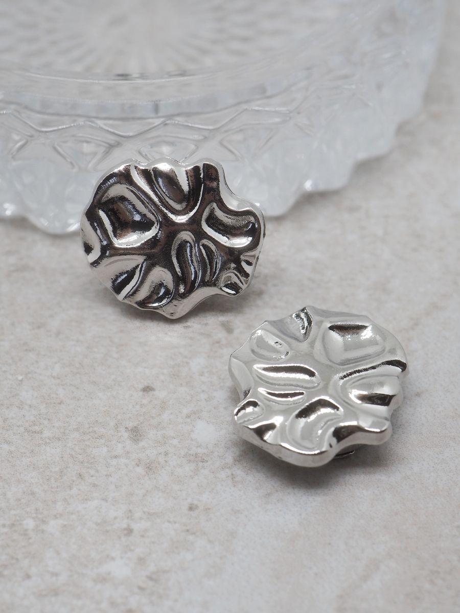 Knappepynt 2stk. metall sølvfarget