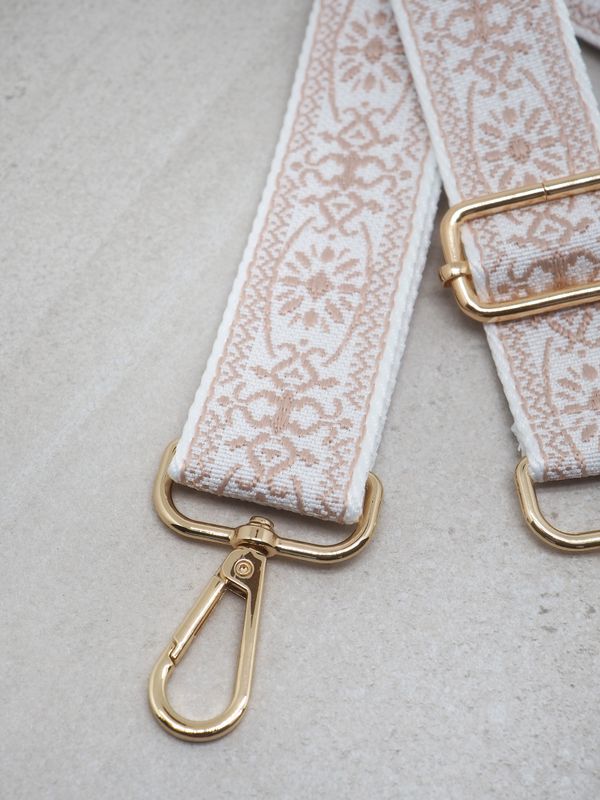 Veskestropp smal beige og off-white