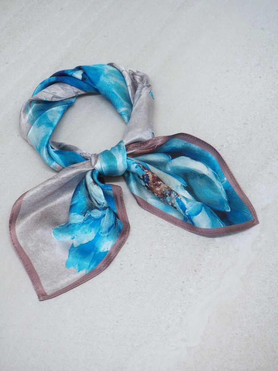 7DAYS silkeskjerf mini blått og brunt