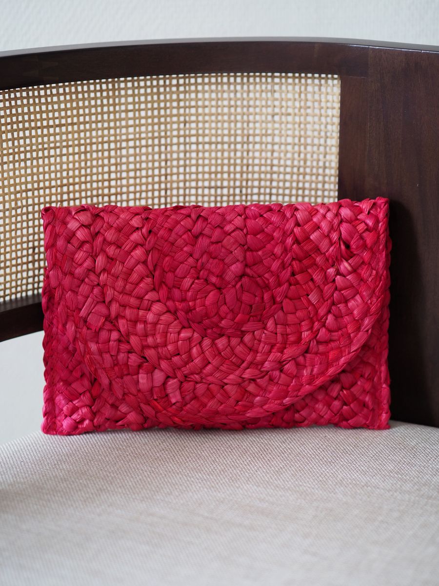 Strå clutch rød
