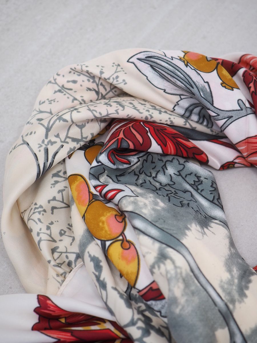 Stort skjerf i silkeblanding bordaux