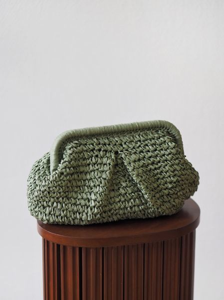 Hovedbilde Raffia pouch-veske grønn