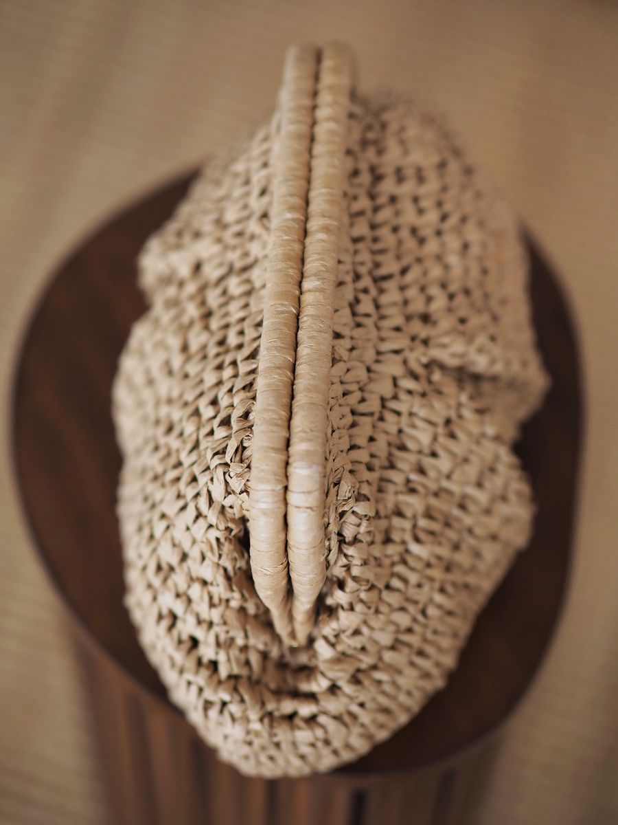 Raffia pouch-veske khaki