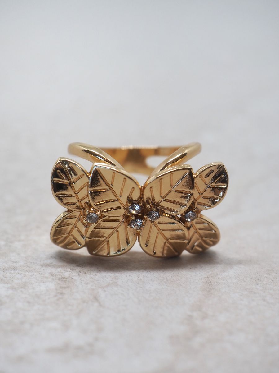 Skjerfnål blomstermotiv gullfarget