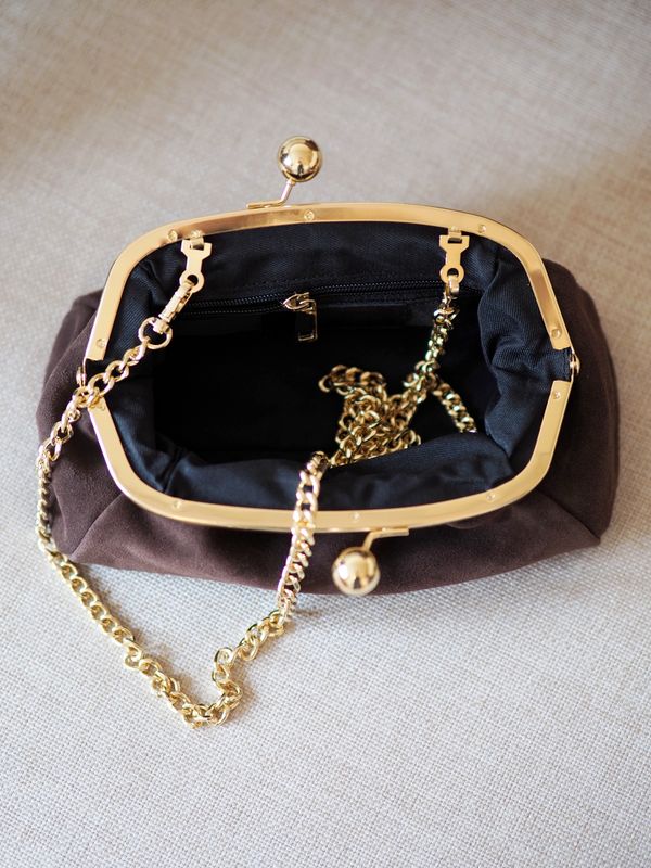 Semsketskinn pouch-veske brun