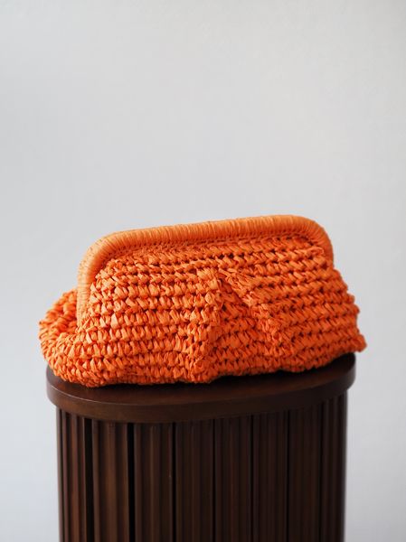 Hovedbilde Raffia pouch-veske oransje