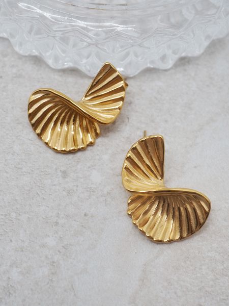 Hovedbilde 7DAYS øredobber viftespiral gullfarget stål