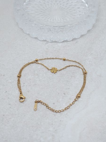 Hovedbilde 7DAYS firkløverarmbånd stål gullfarget