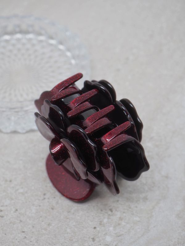 Hårklype rose med glitter bordeaux 