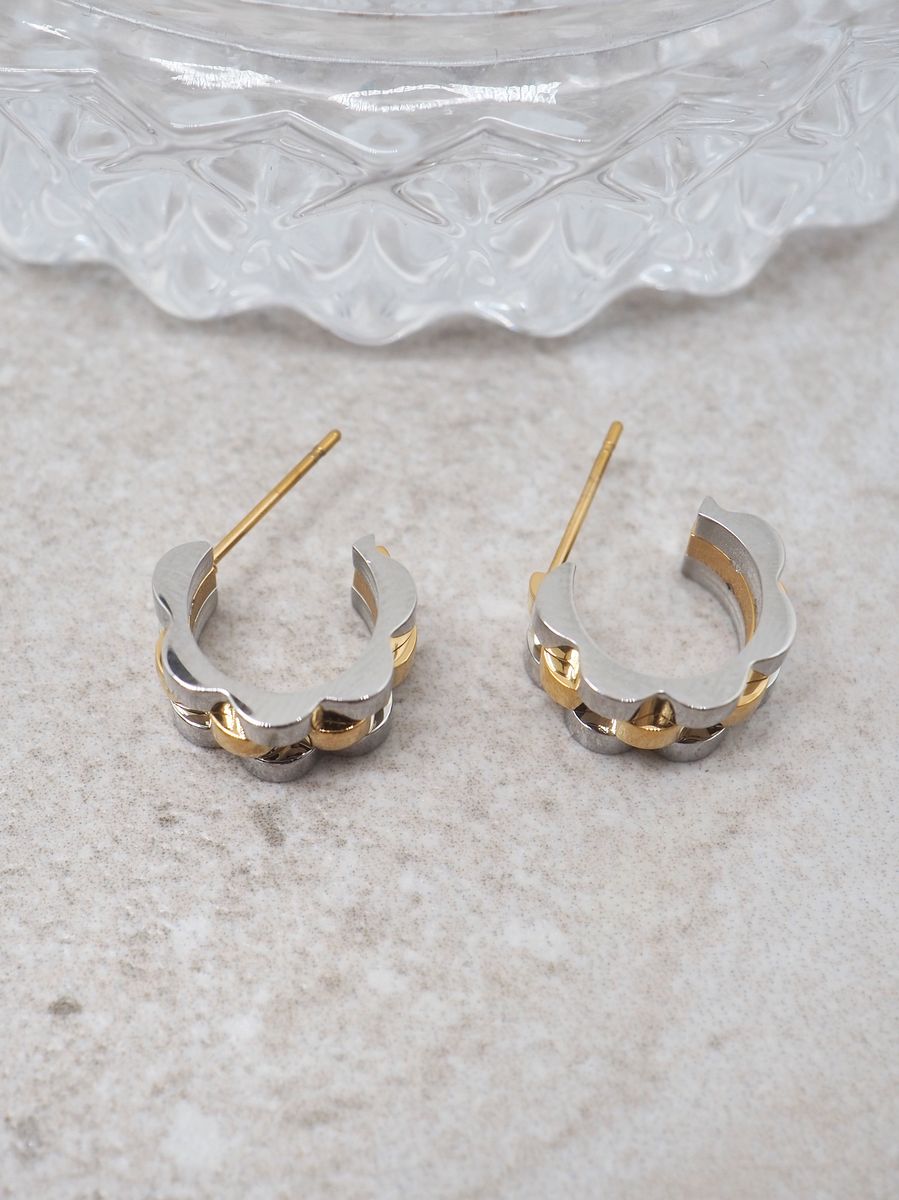 Øredobber stainless steel sølv og gullfarget