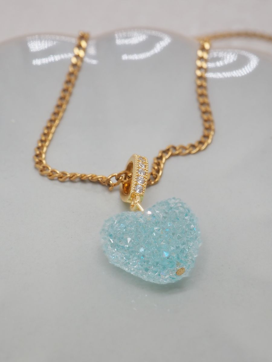 Candy hjerte med kjede turkis