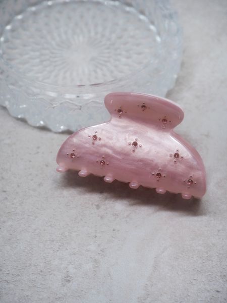 Hovedbilde Hårklype med små perler lyserosa