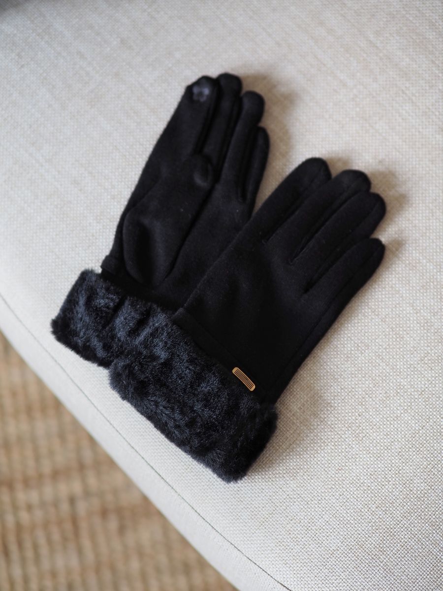 Hansker med fuskepels svart