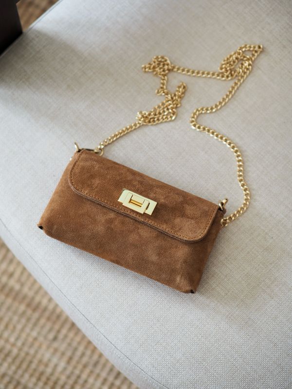 Clutch semsket skinn camel