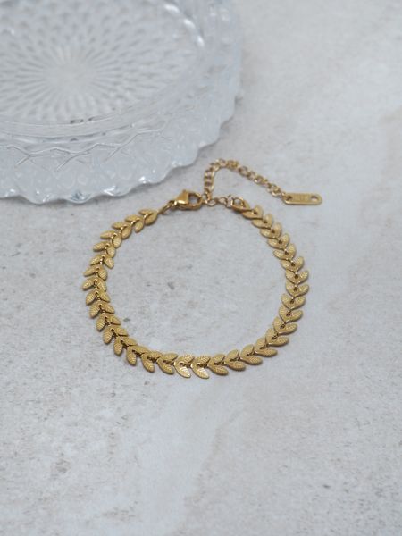 Hovedbilde 7DAYS bladarmbånd stål gullfarget