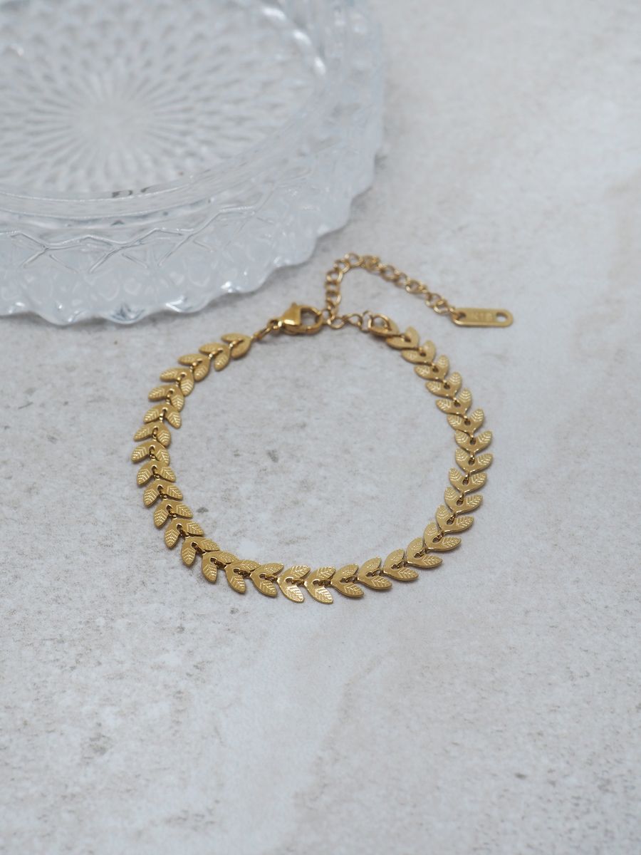 7DAYS bladarmbånd stål gullfarget