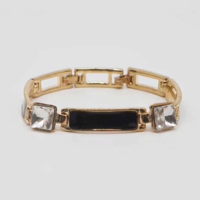 Hovedbilde Emaljert armbånd i gullfarge med firkantete ...