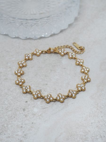 Hovedbilde 7DAYS blomsterarmbånd med zirkoner stål ...