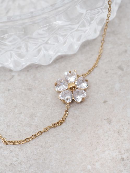 Hovedbilde Armbånd med blomst stål gullfarge