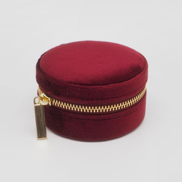 Hovedbilde Smykkeskrin i velur rund bordeaux