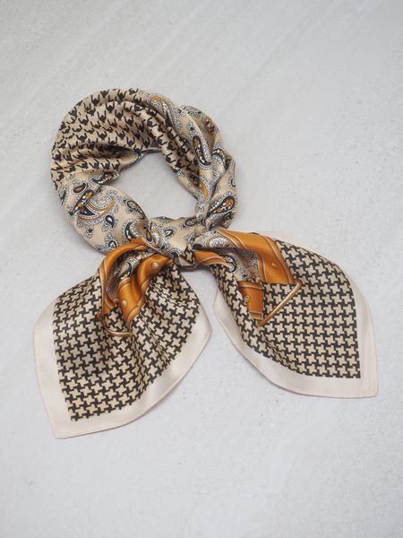 Hovedbilde Silkeskjerf ekte silke beige og cognac farget