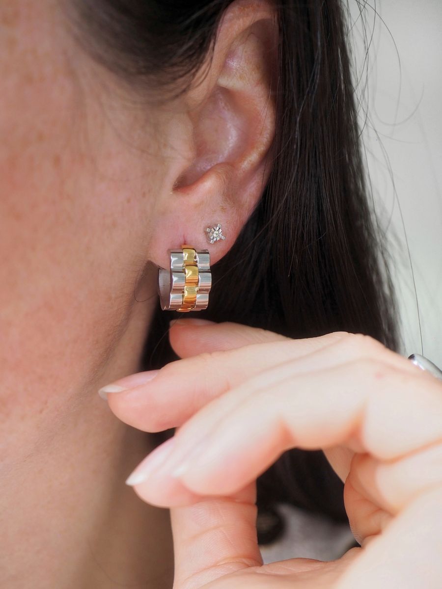 Øredobber stainless steel sølv og gullfarget