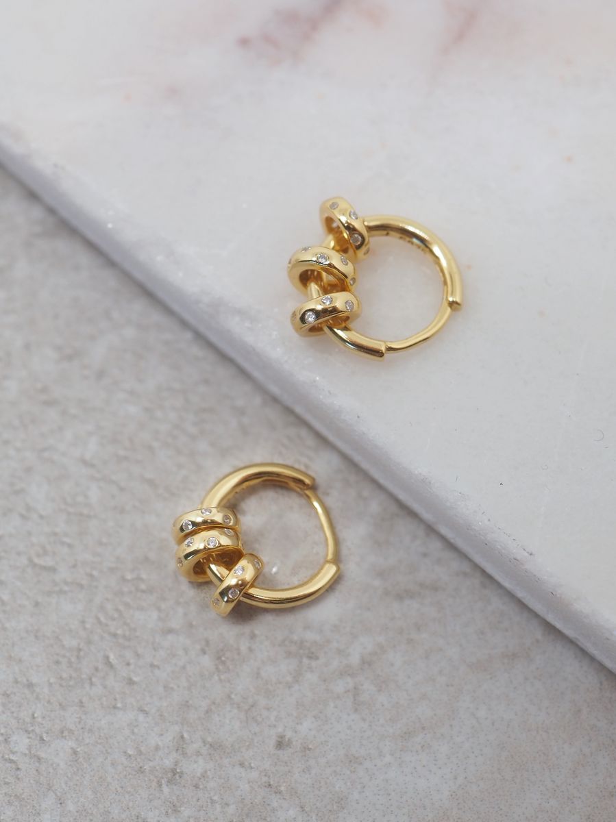 Øreringer med charmsringer sølv forgylt