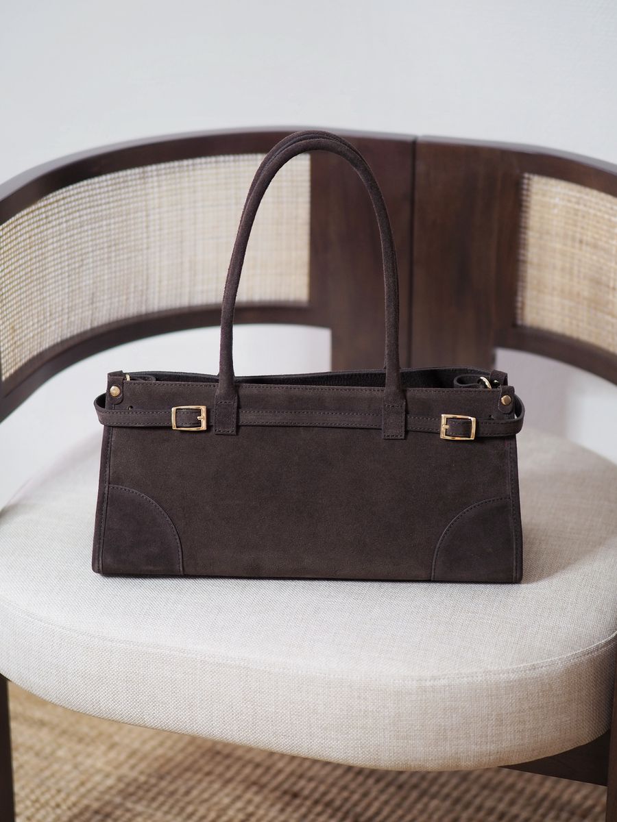 Semsket avlang veske mørkebrun 