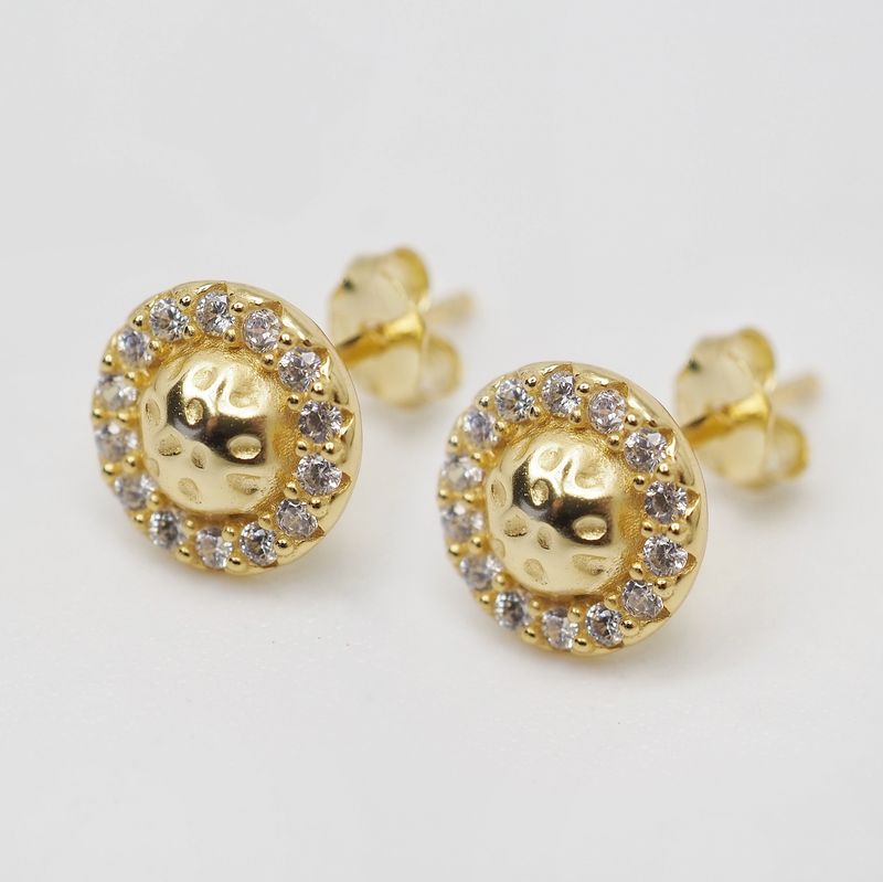 Studs sirkel knapp 925 forgylt sølv