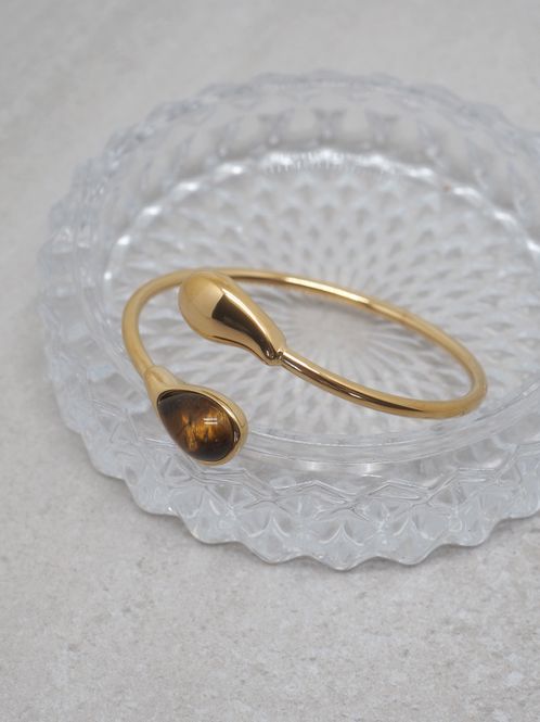 Hovedbilde Armbånd med brun dråpe stål gullfarget