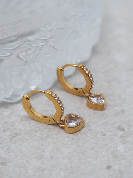 Hovedbilde Hjerteøredobber i stål gullfarget