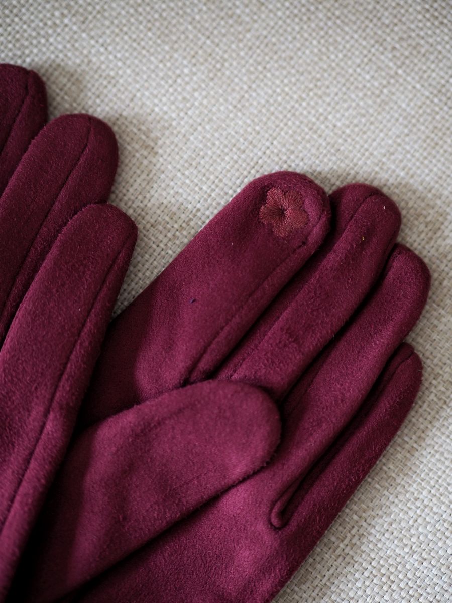 Hansker bordeaux med fuskepels
