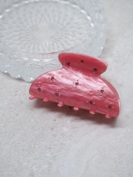 Hovedbilde Hårklype med små perler fuksia