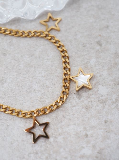 Hovedbilde Armbånd med stjerner stål gullfarget