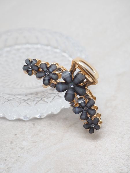 Hovedbilde Hårklype med blomstersteiner grå