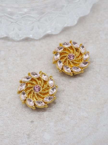 Hovedbilde Knappepynt 2stk. gullfarget spinner rosa steiner