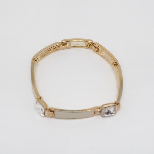 Bilde av Emaljert armbånd i gullfarge med firkantete ...