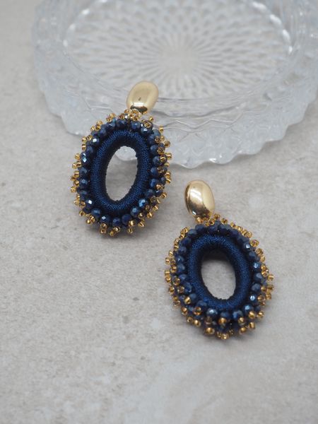 Hovedbilde Øredobber med mørkeblå glassteiner