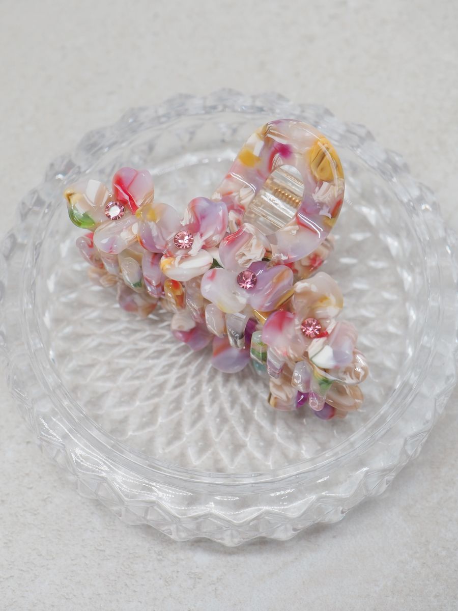 Hårklype med blomster pastellmix