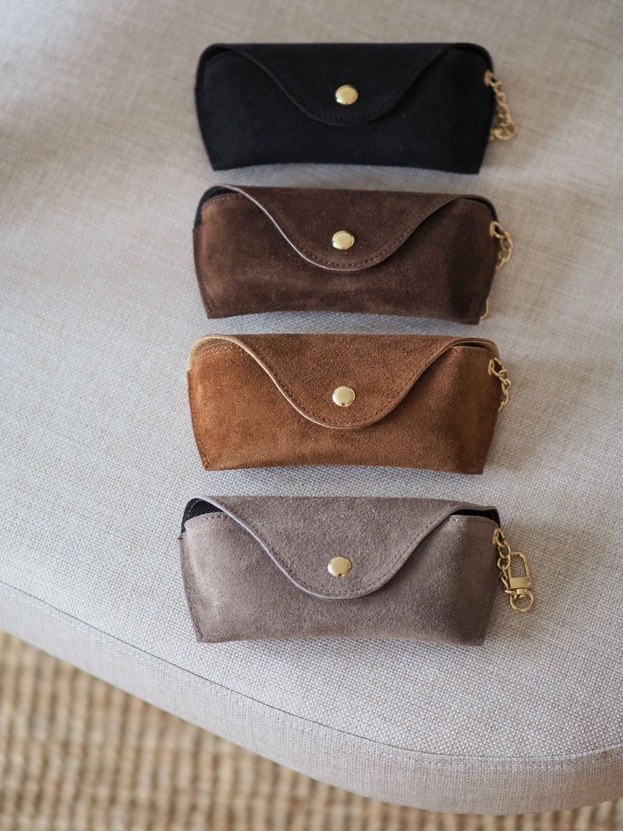 Brilleetui semsket skinn svart